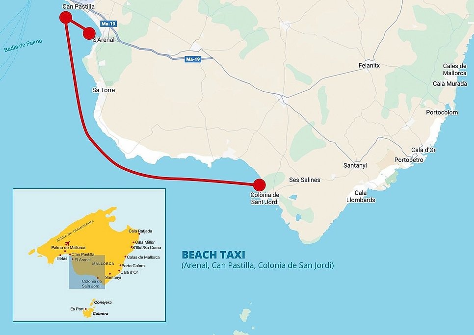 Beach Taxi from Arenal and Can Pastilla to Es Trenc